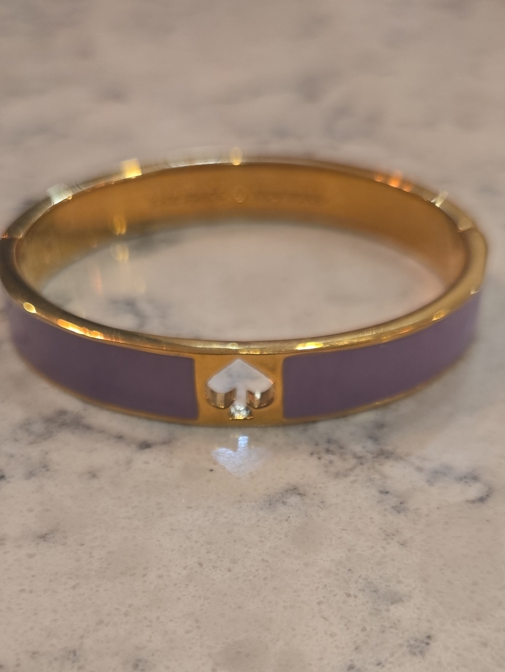✨️Authentic Kate Spade New York Purple Enamel Lilac Gold-Tone Spade Bangle EUC✨️